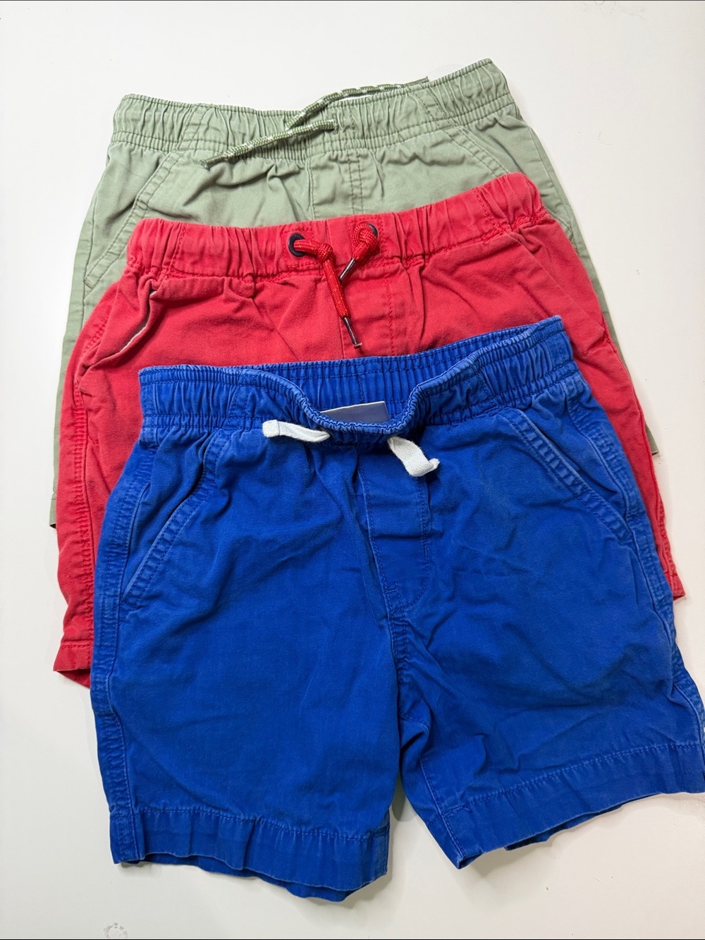 Kids Drawstring Casual Shorts - Blue, Red, Green size 4 hanna andersson cat & ja